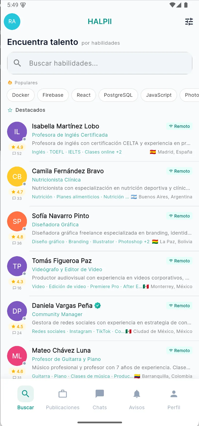 Buscar profesionales