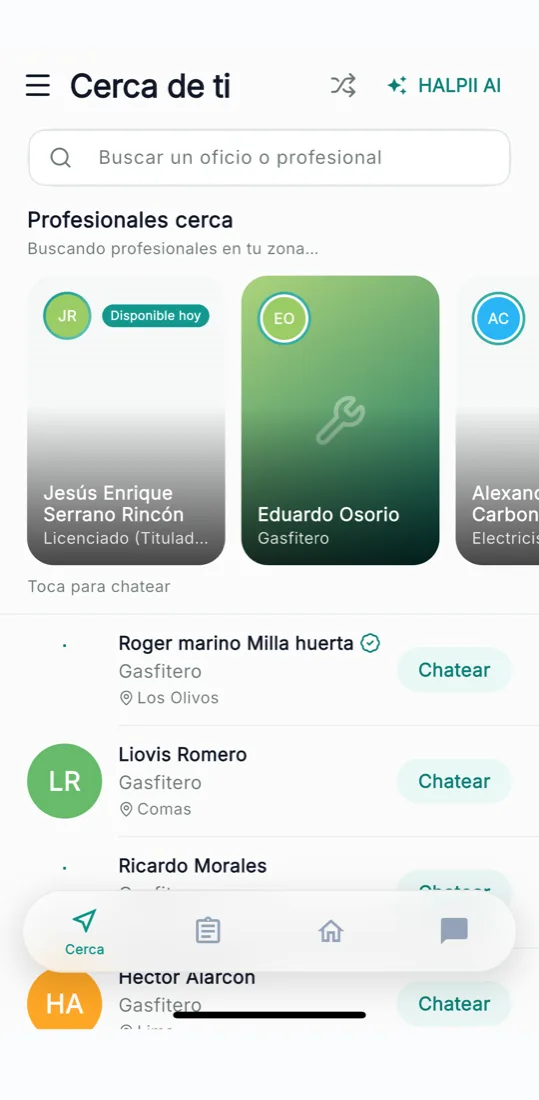Buscar profesionales de oficios en HALPII